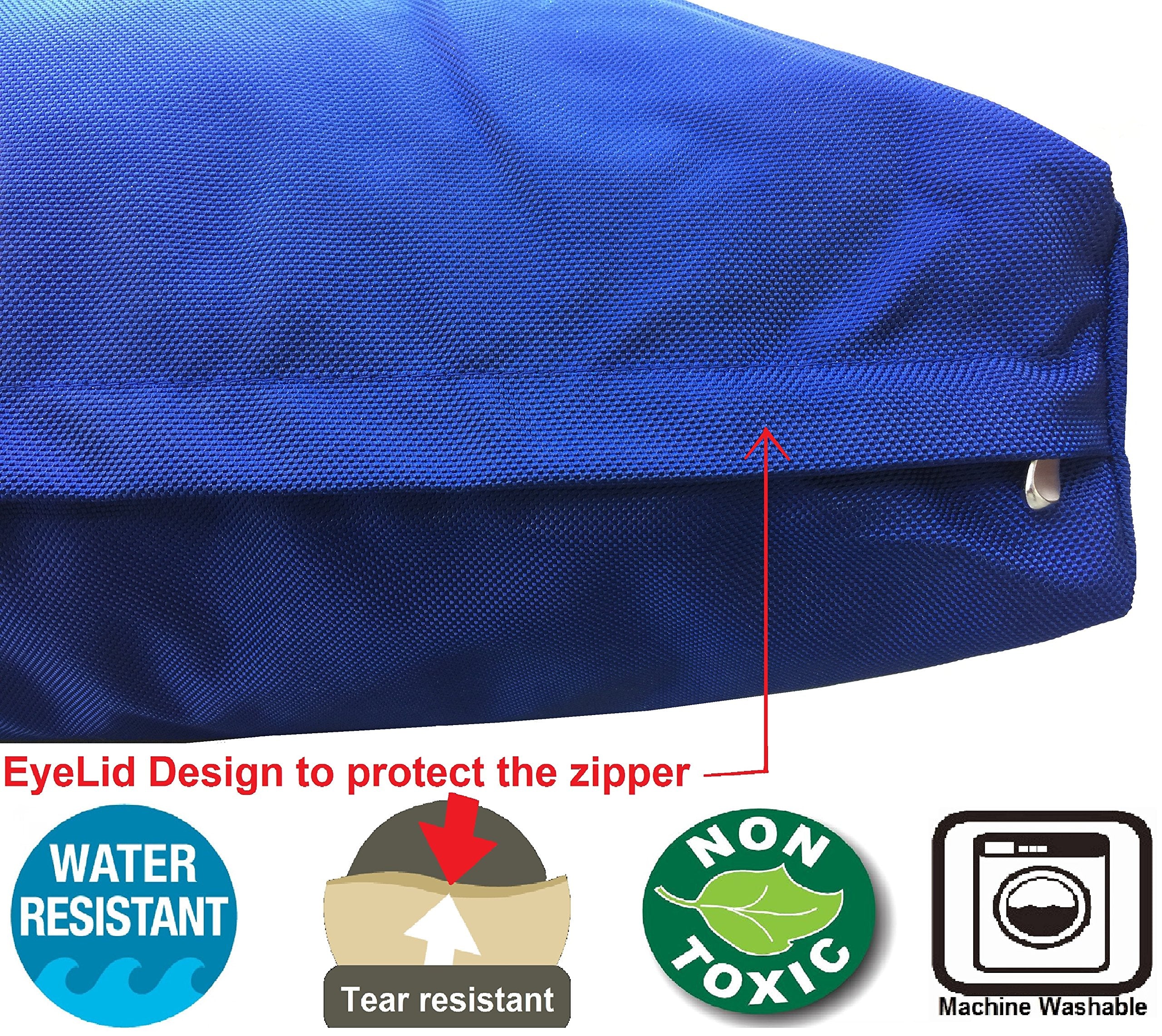 Dogbed4less navy replacement cover is machine washable and quick-dry.