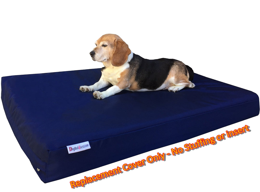 Dogbed4less navy cover with zipper and gusset for easy replacement.
