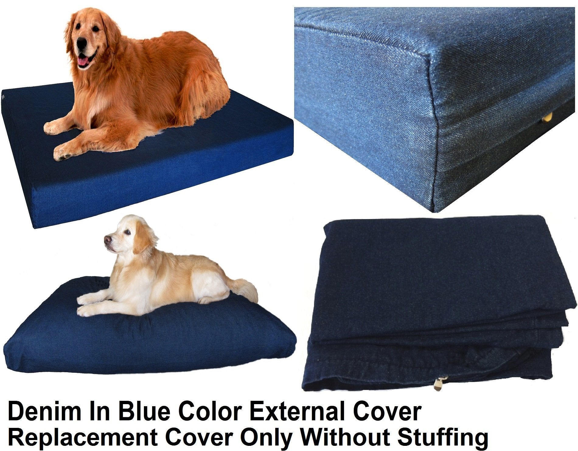 Dogbed4less denim replacement cover navy breathable cotton denim for comfort