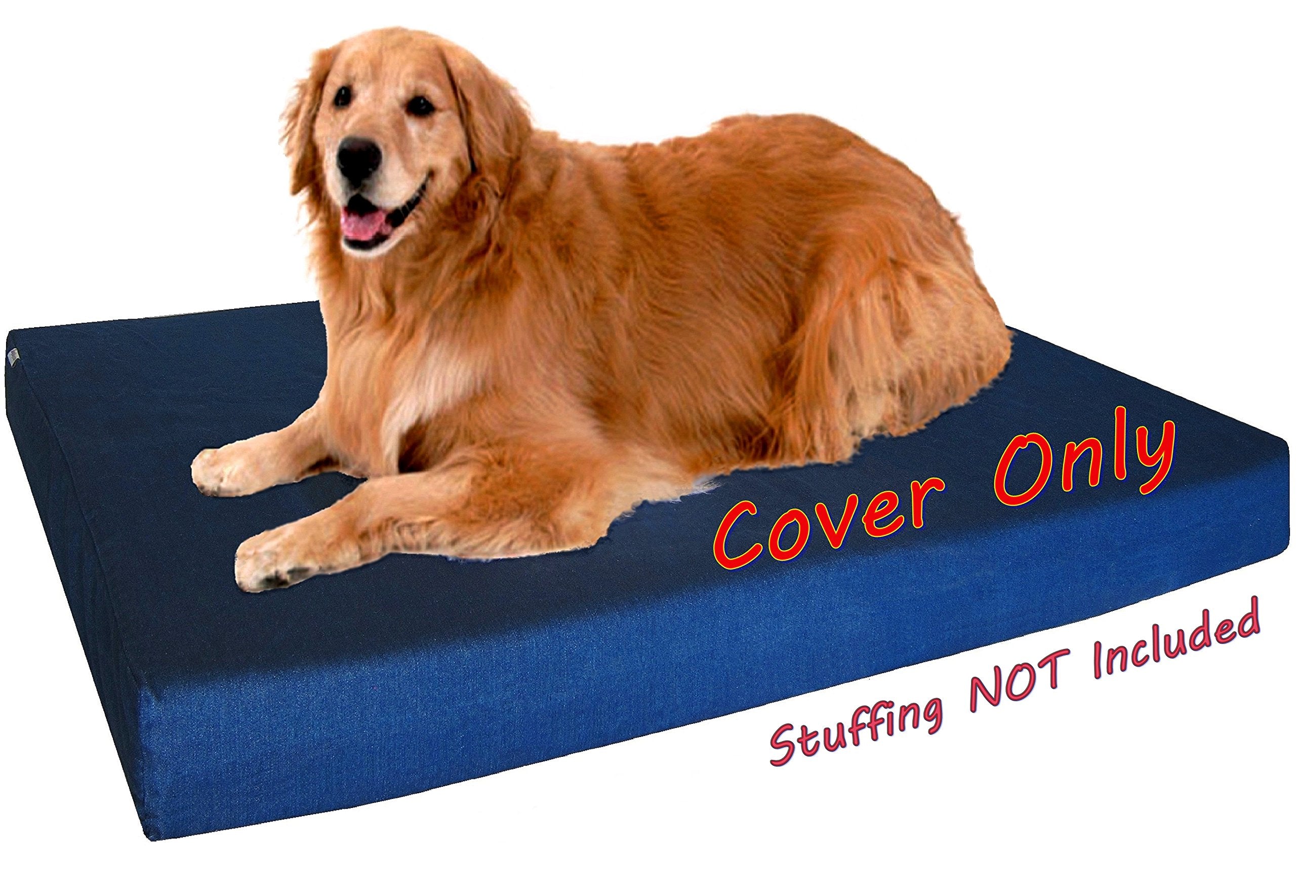 Dogbed4less machine-washable denim cover in action for easy cleaning.