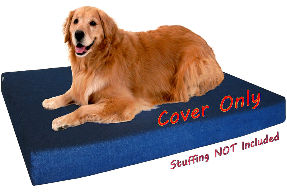 Dogbed4less machine-washable denim cover in action for easy cleaning.
