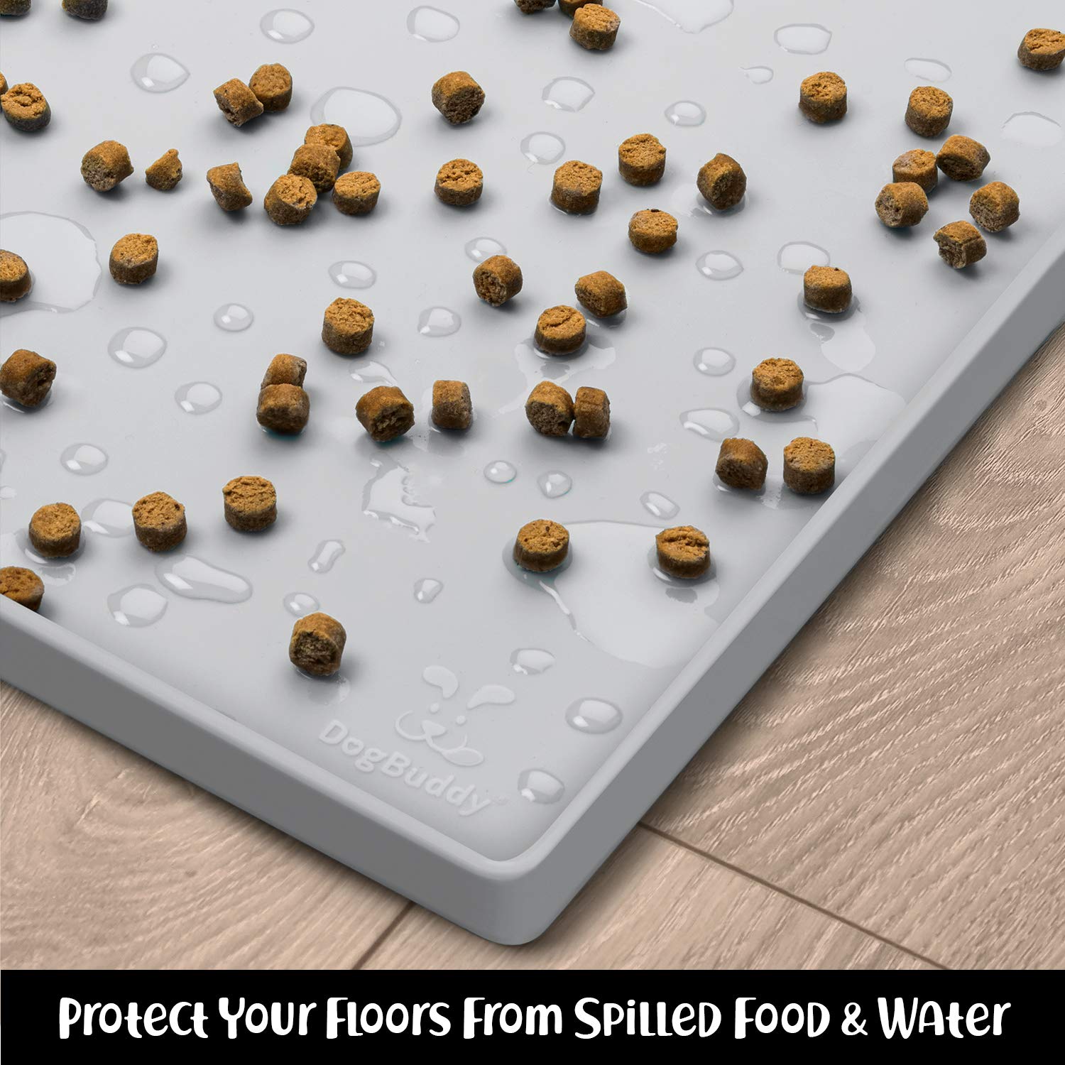 DogBuddy dog food mat dishwasher-safe for easy cleaning after meals.