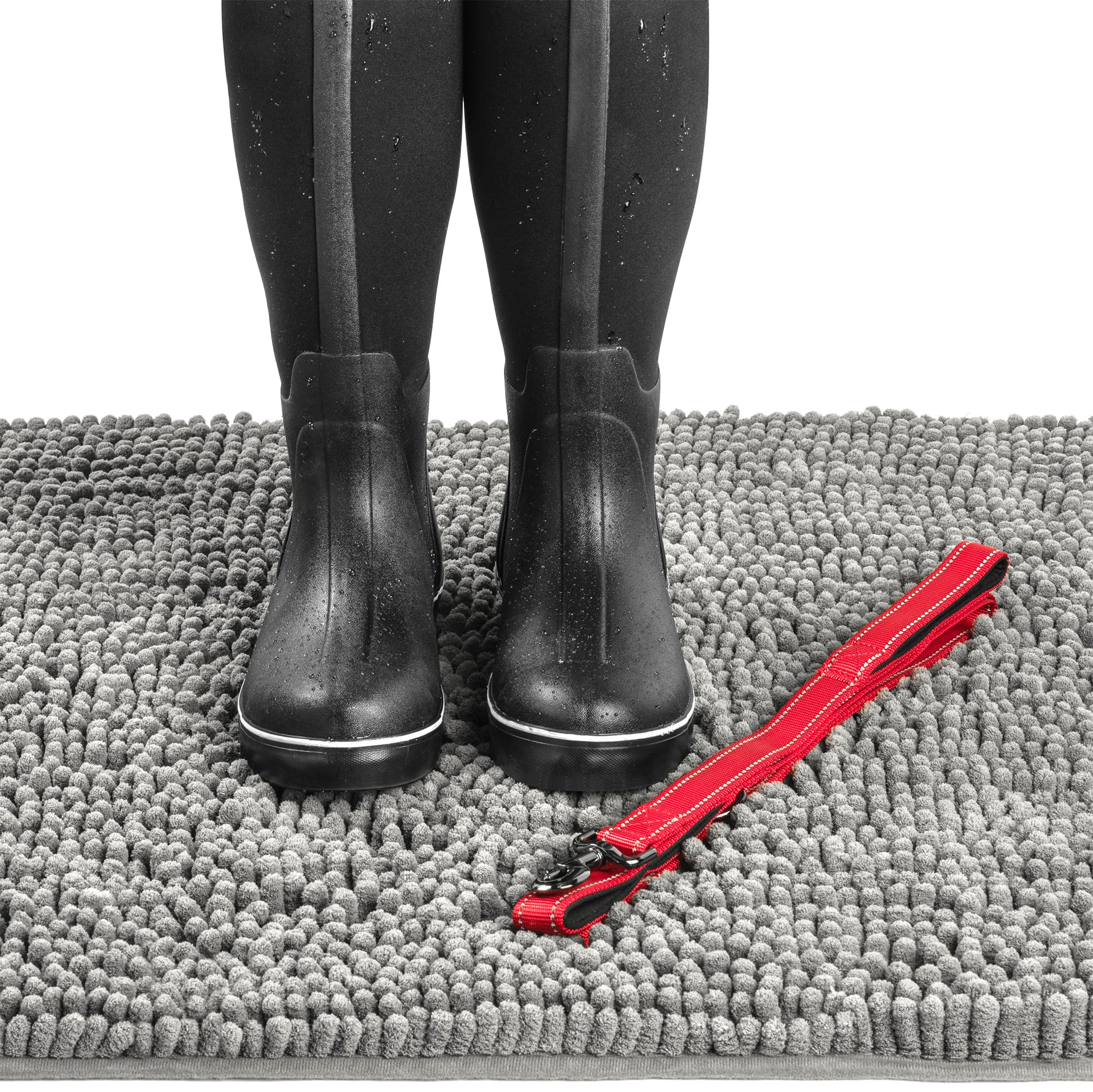 DogBuddy door mat muddy-paws-absorption helps reduce tracking at the doorway.