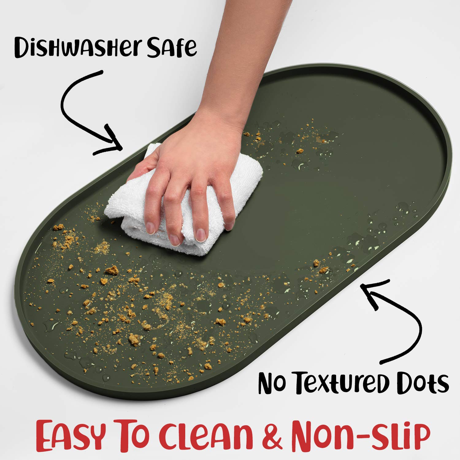 DogBuddy dog food mat is dishwasher-safe for fast, thorough cleaning.