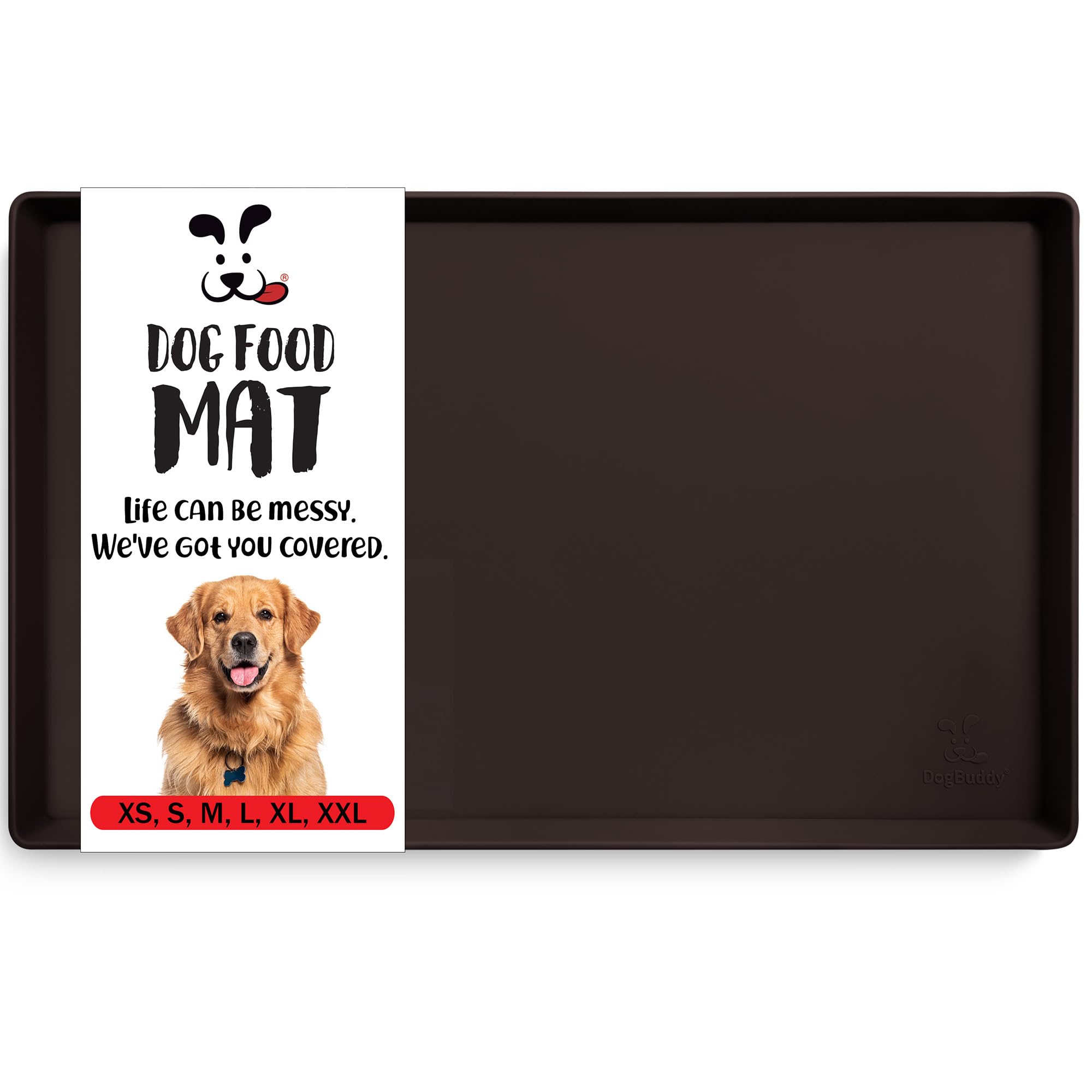 DogBuddy dog food mat with edge spill catcher keeps messes contained.