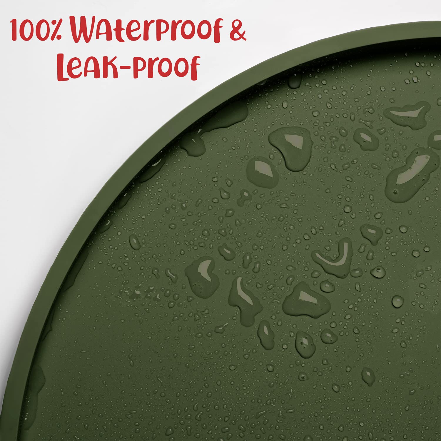 DogBuddy large khaki green silicone-surface mat is easy to wipe after feeding
