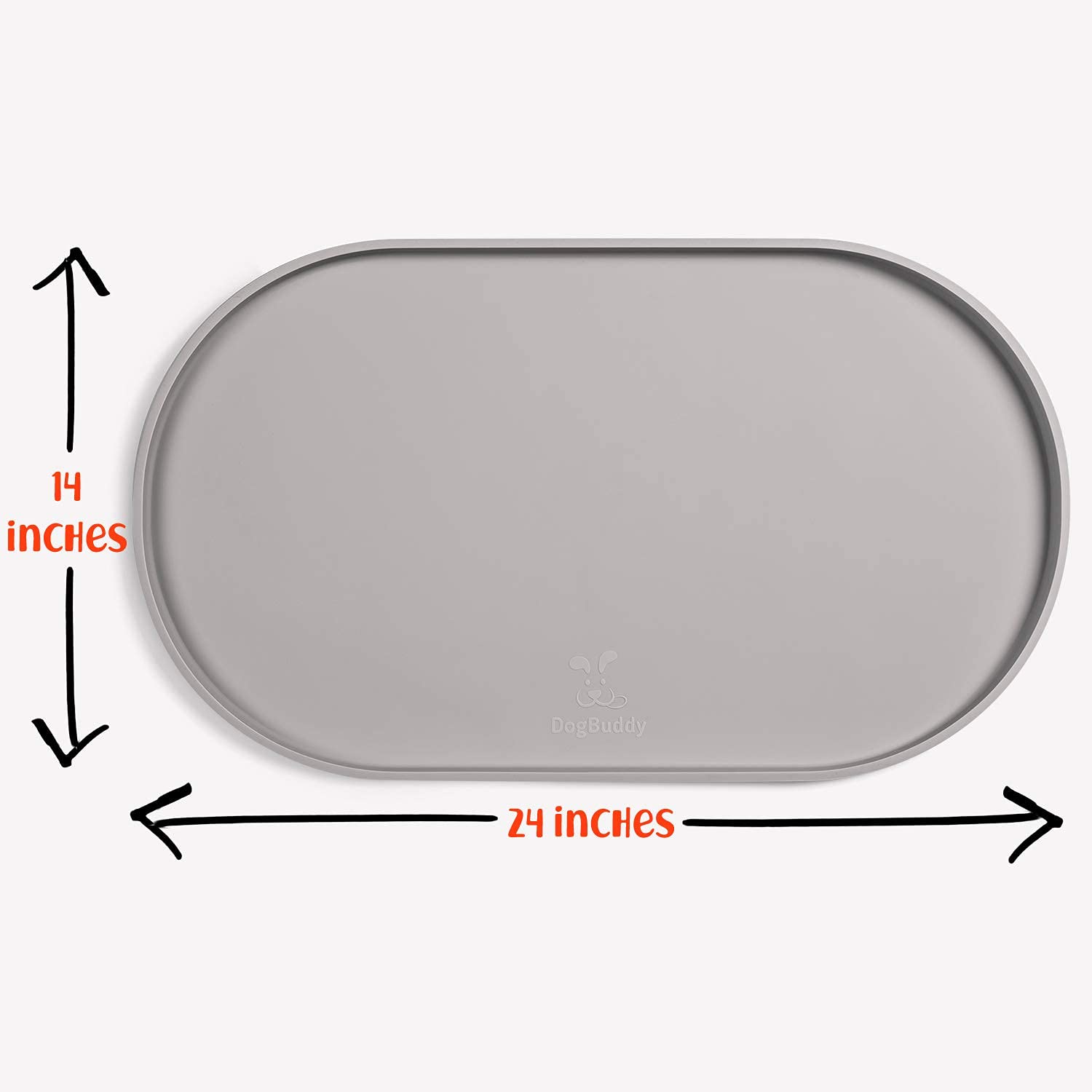 DogBuddy dog food mat high lip edge contains messes effectively.
