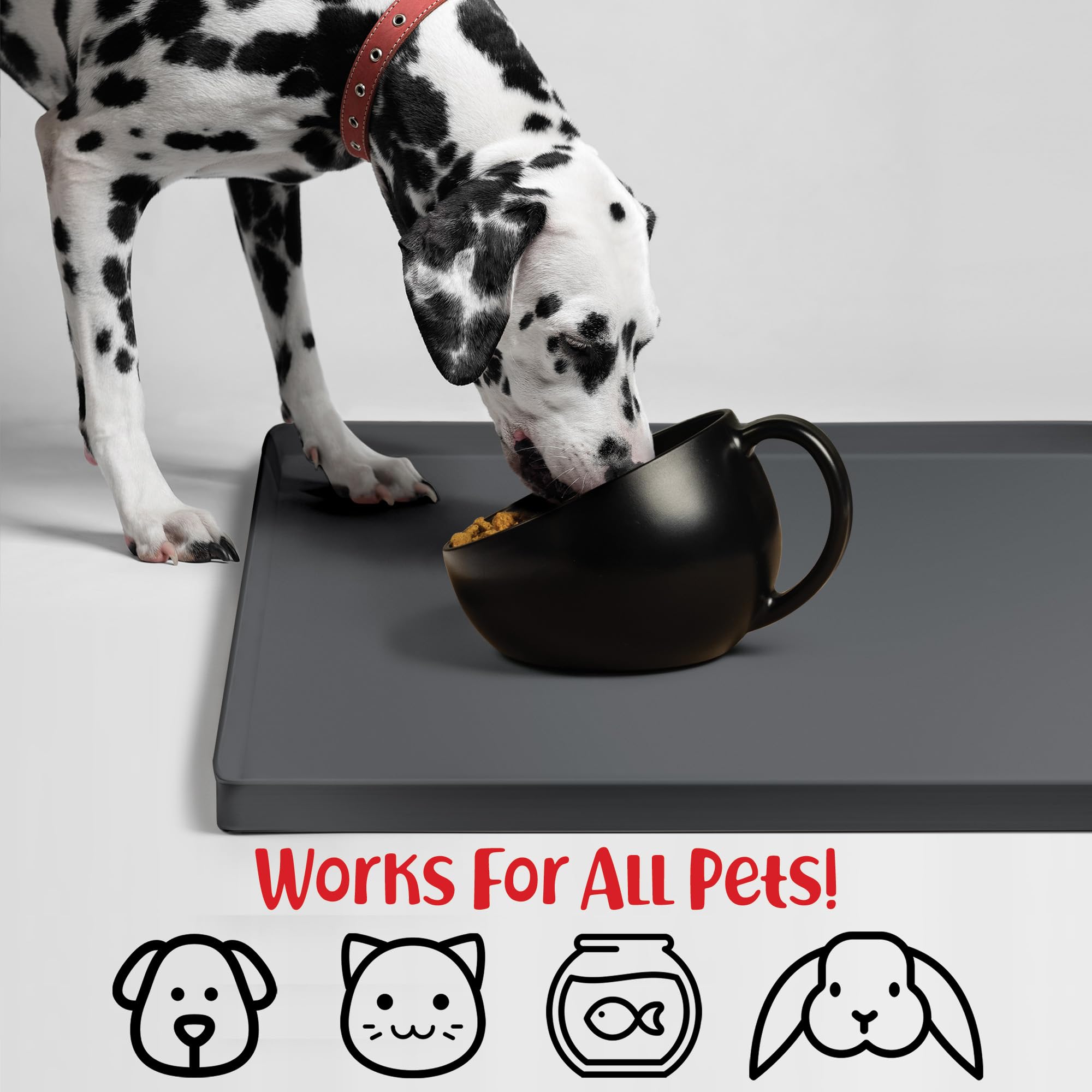 DogBuddy Dog Food Mat Shadow easy-clean surface simplifies wiping and washing after meals.