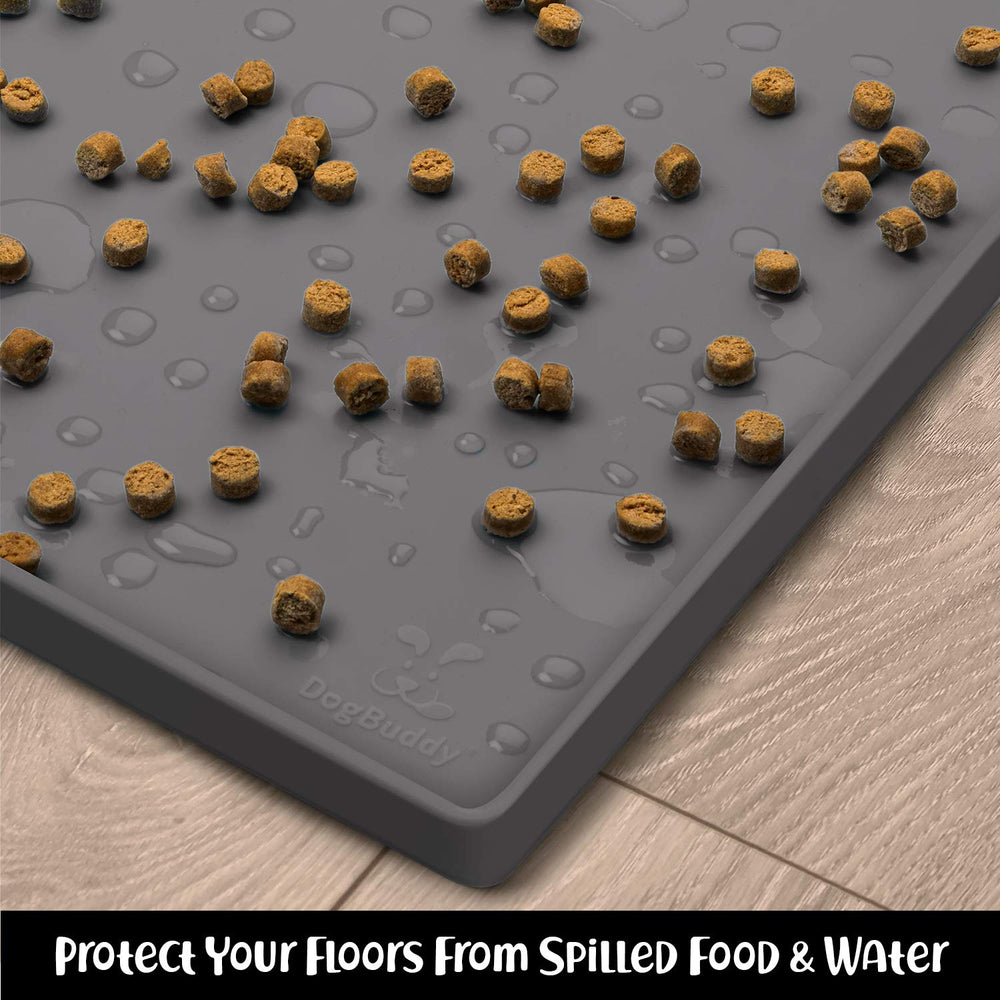DogBuddy Dog Food Mat Shadow fits large and multiple pets with generous XXL size.