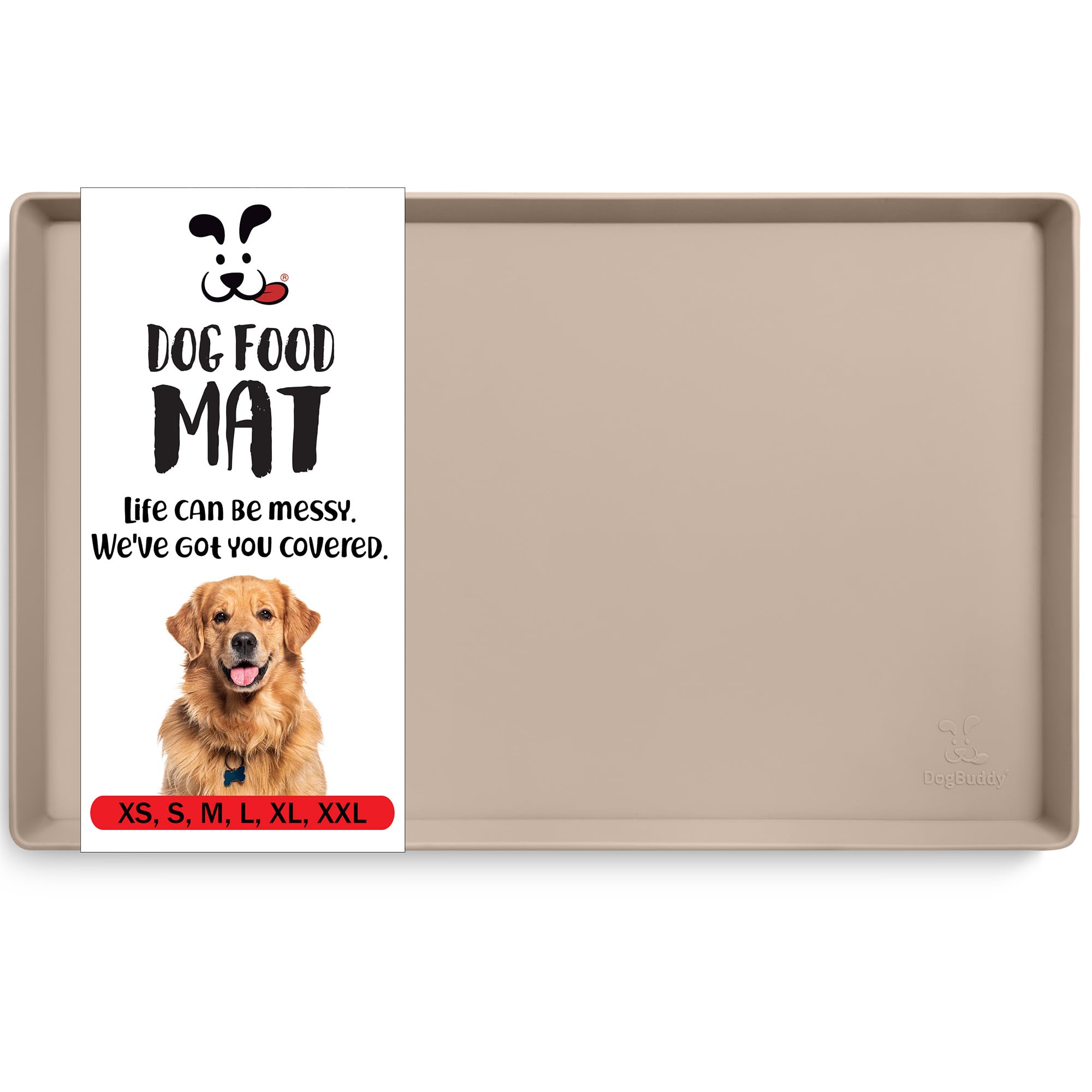 DogBuddy waterproof silicone mat under bowls catches spills for cleaner floors.