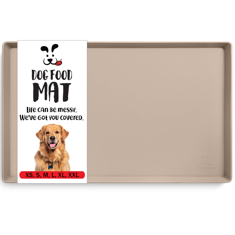 DogBuddy waterproof silicone mat under bowls catches spills for cleaner floors.