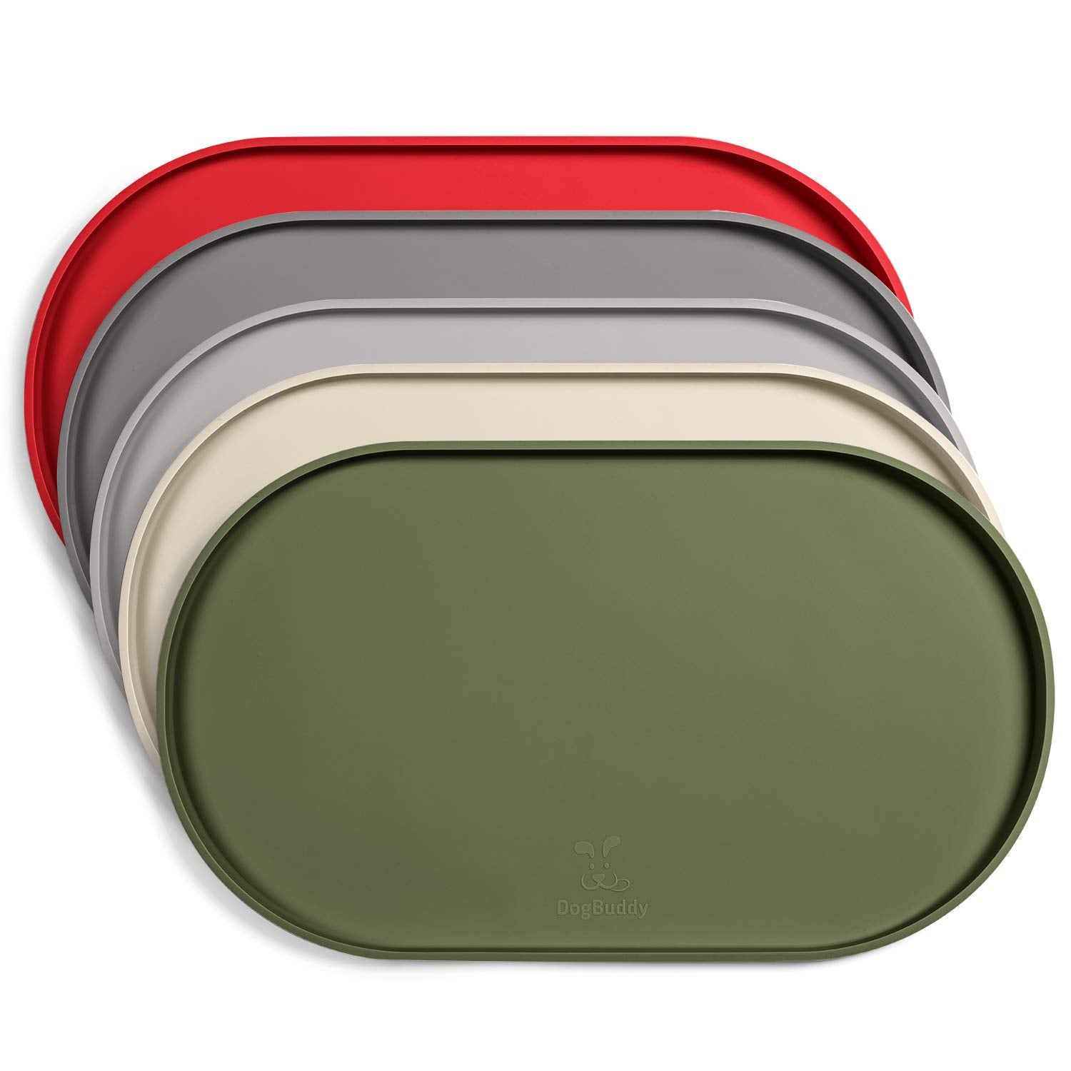 DogBuddy dog food mat with waterproof surface keeps spills contained and floors protected.