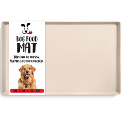 DogBuddy XXL vanilla dog food mat overview keeps spills contained for cleaner floors.