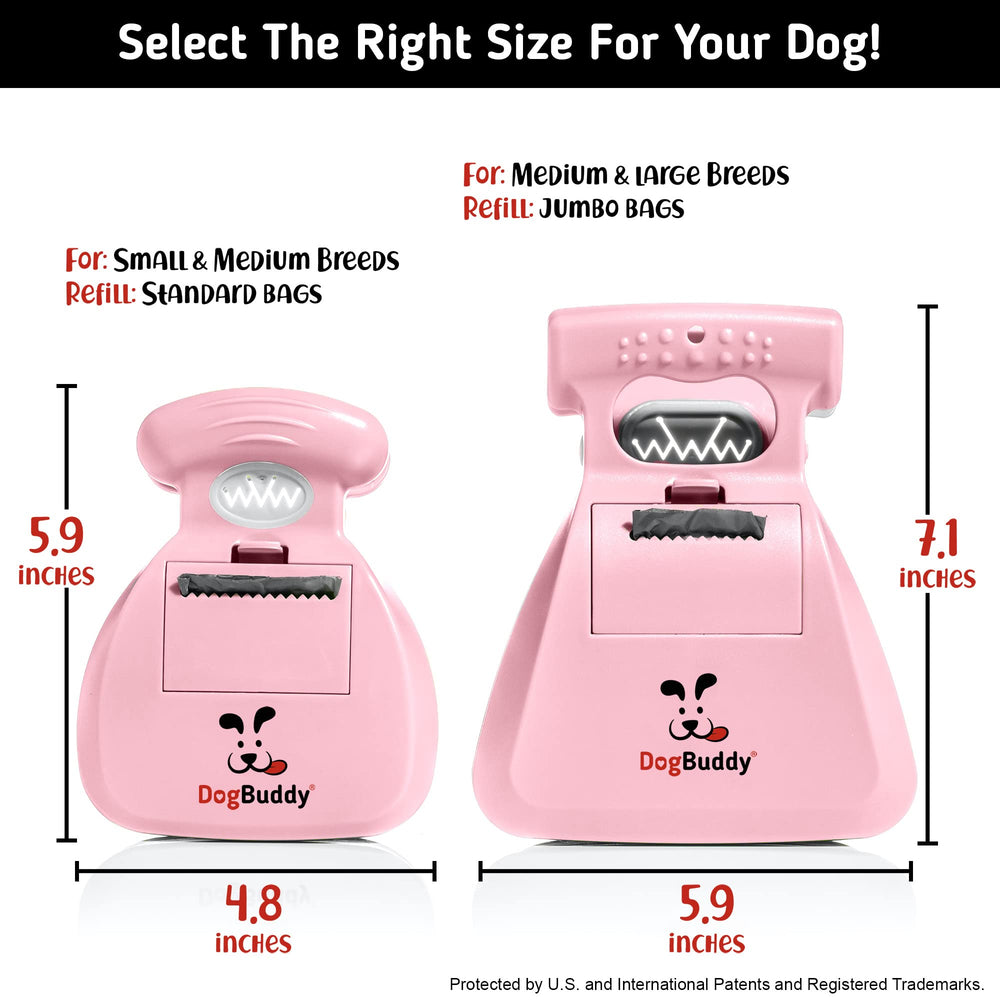 DogBuddy Pooper Scooper large-size extendable handles waste from dogs of all sizes.