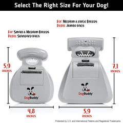 DogBuddy Pooper Scooper leash clip demonstrates hands-free portability for on the go cleanup