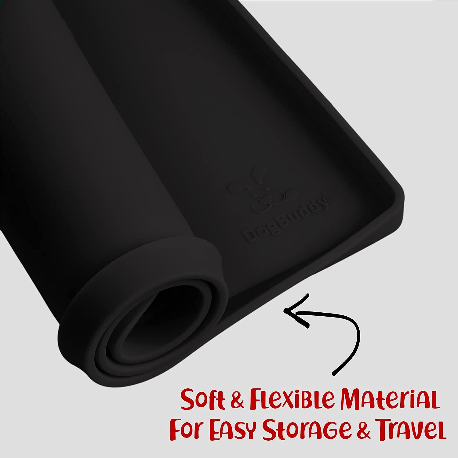 DogBuddy rollable mat folds for compact storage after use.