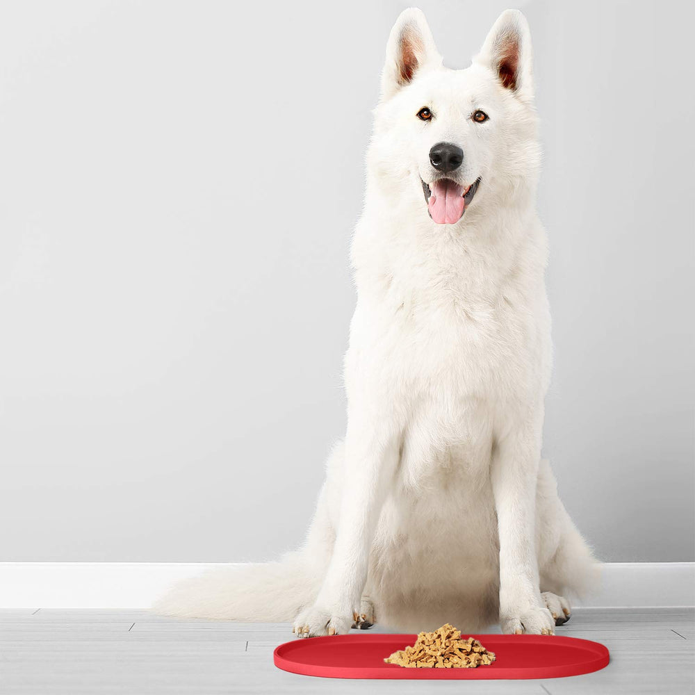 DogBuddy rollable travel mat fits in bags for on-the-go feeding.