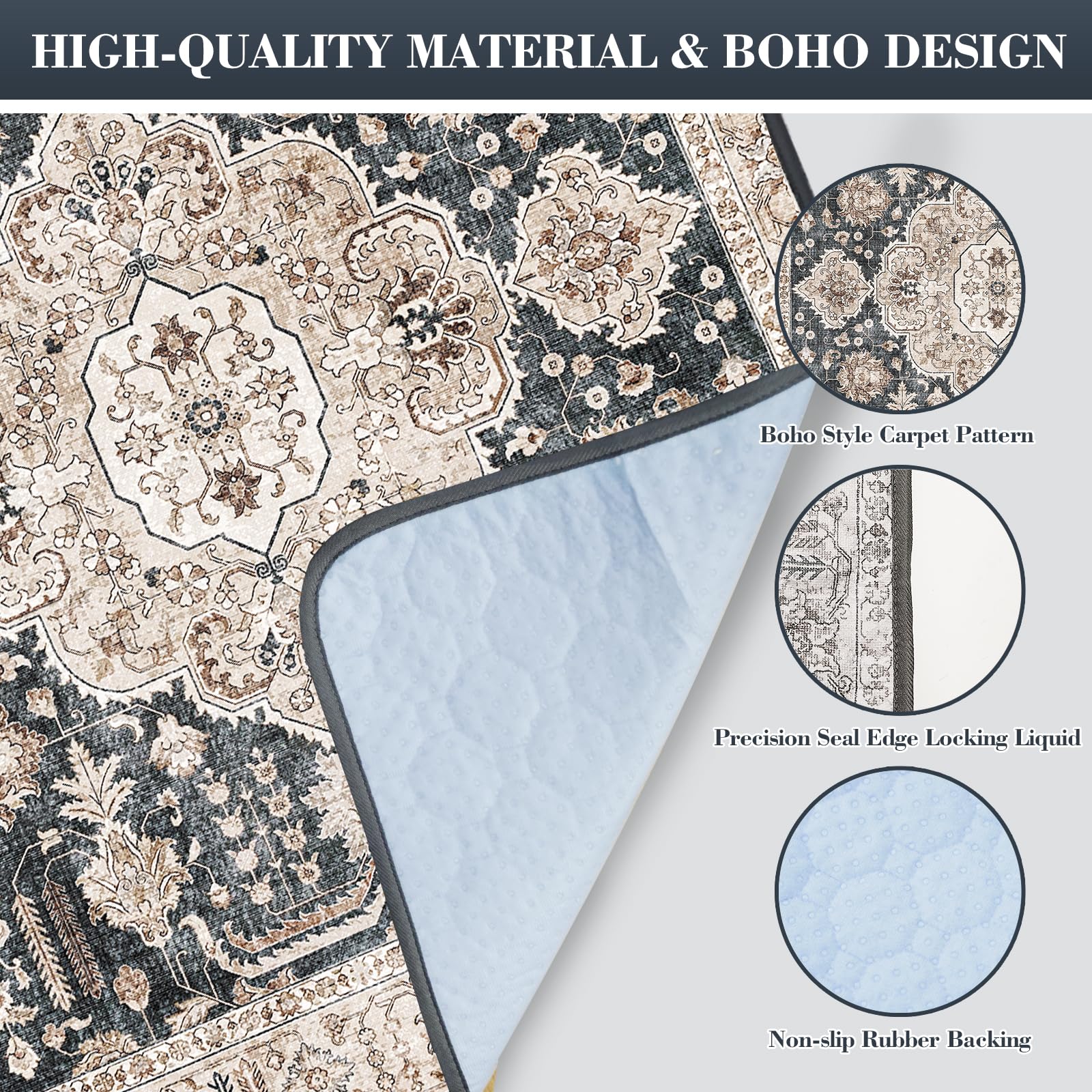 Dogcator boho retro rug design pad, decorative yet functional for living spaces.