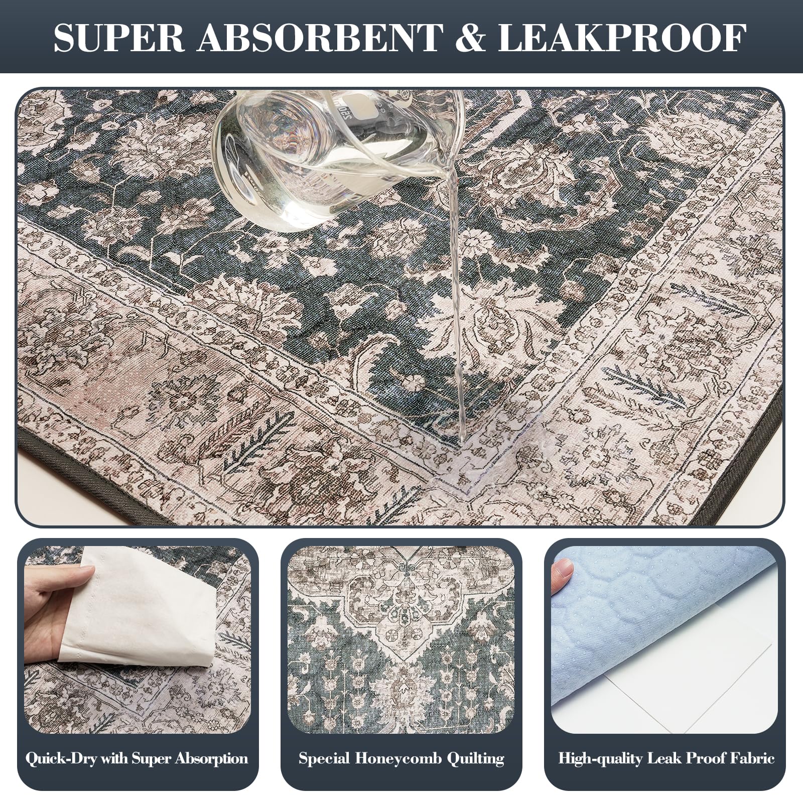 Dogcator honeycomb absorb, quick-dry feature, shows fast moisture distribution and rapid drying.