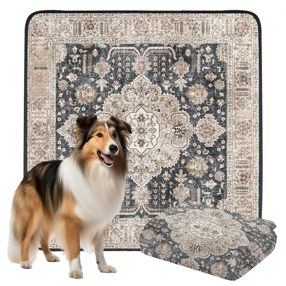 Dogcator non-slip pee pad 72x72, top view, helps keep floors clean during playtime.