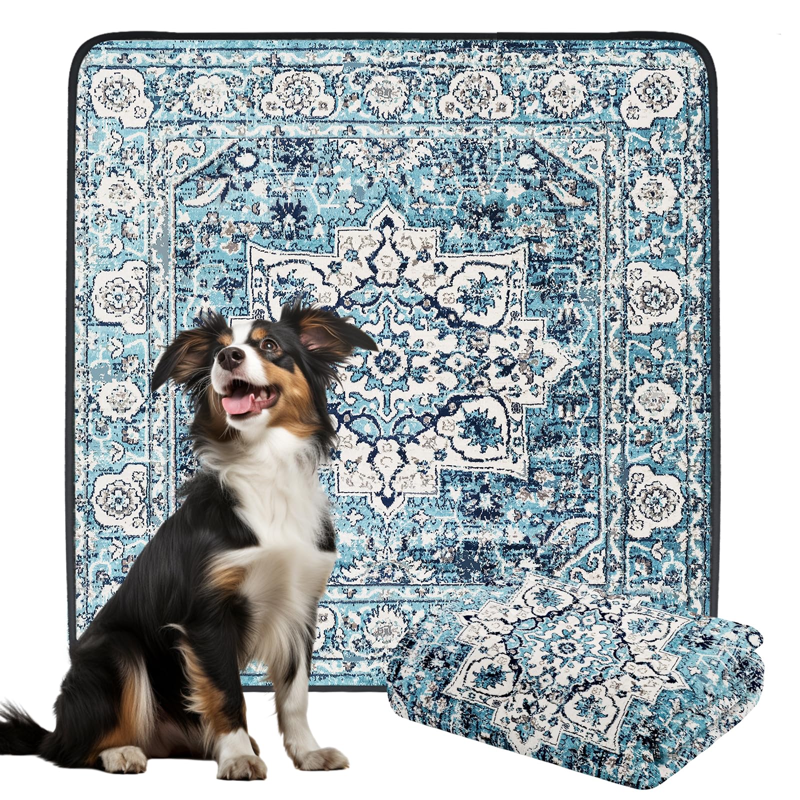 Dogcator ocean-blue non-slip pad top view for 72x72 home use.