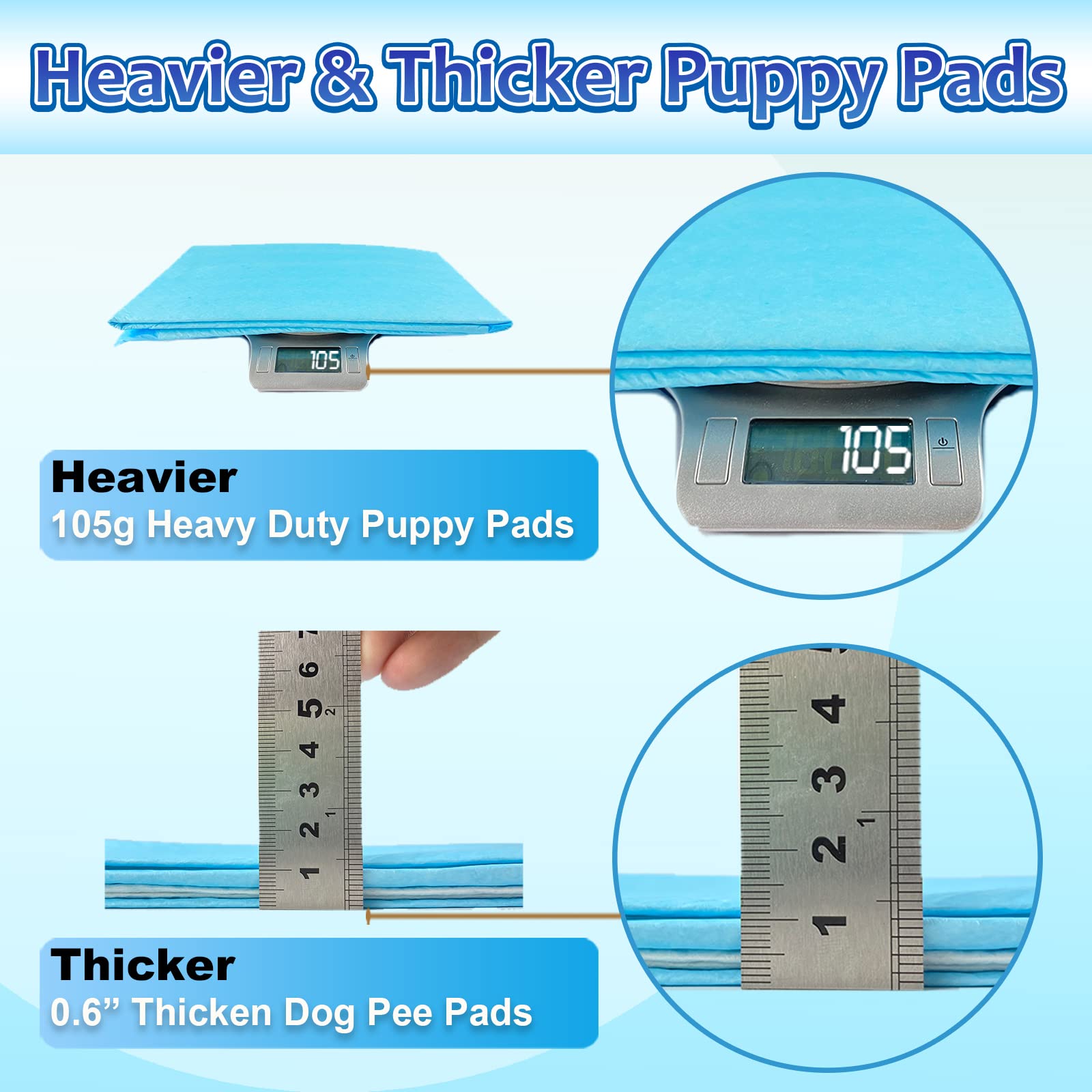 Dogcator Puppy Pads quick-dry top layer speeds up cleanup after accidents.