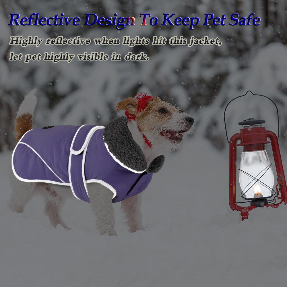 Dogcheer coat with easy on-off hook-and-loop closure simplifies dressing.
