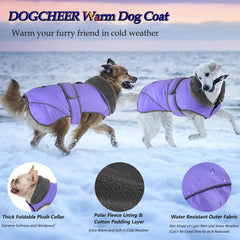 Dogcheer fleece-lined jacket offers cozy insulation on cold days.