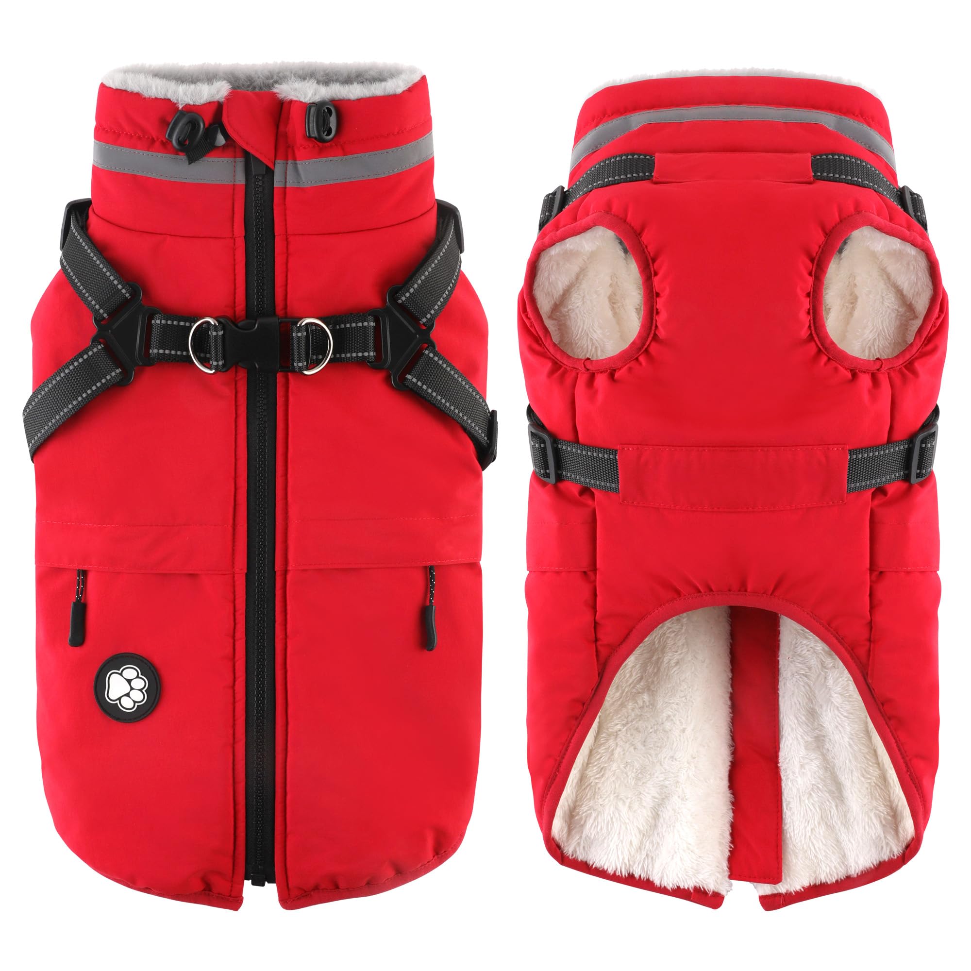 Dogcheer dog coat with harness front view showing secure fit for daily walks