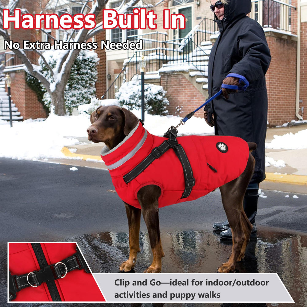 Dogcheer dog coat back view highlights waterproof outer layer and wind protection.