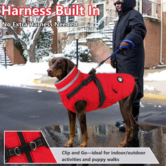 Dogcheer dog coat back view highlights waterproof outer layer and wind protection.