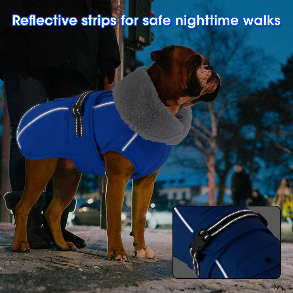 Dogcheer dog coat reflective stripes boost visibility during night walks.