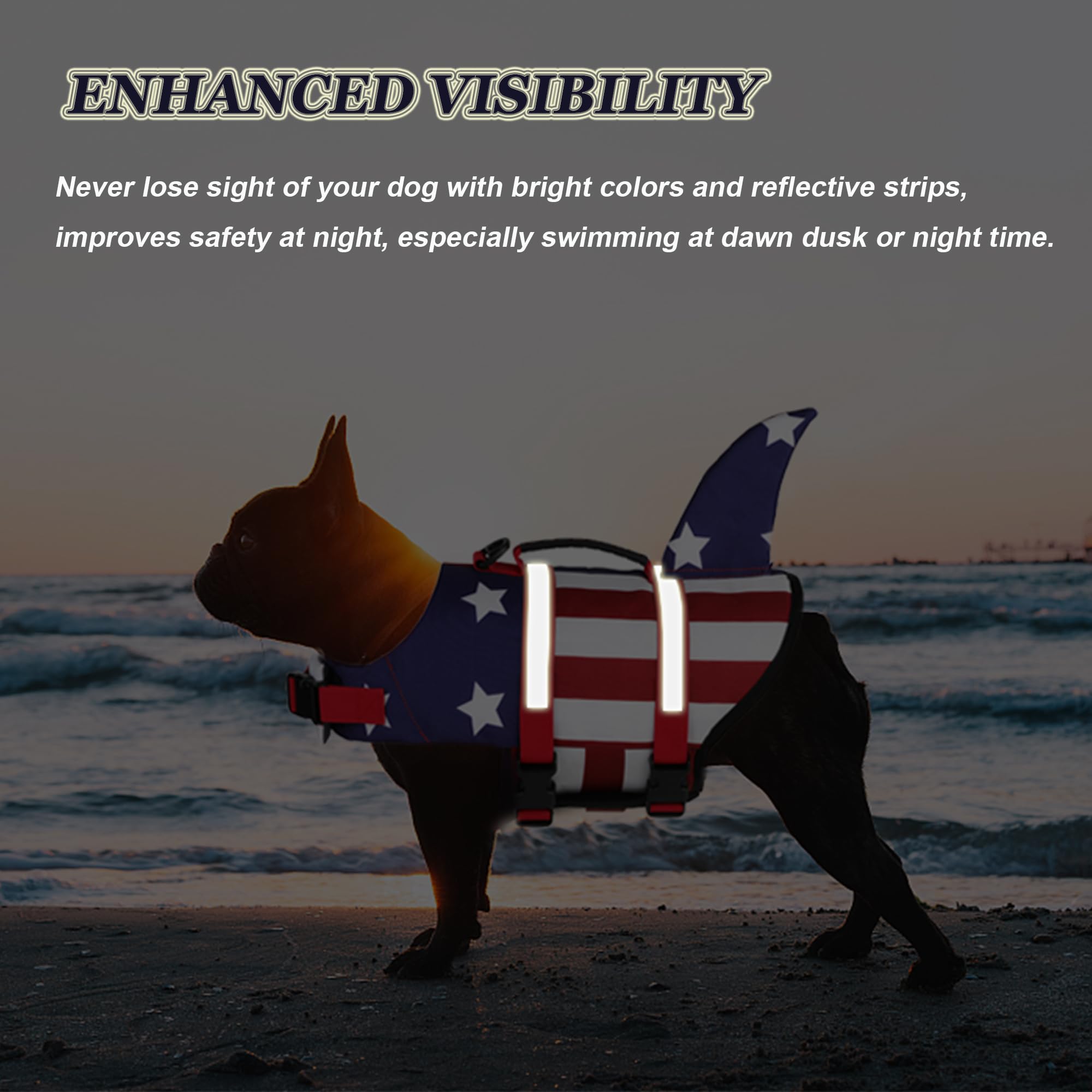 Dogcheer dog life jacket rescue handle image illustrating quick lift from water.