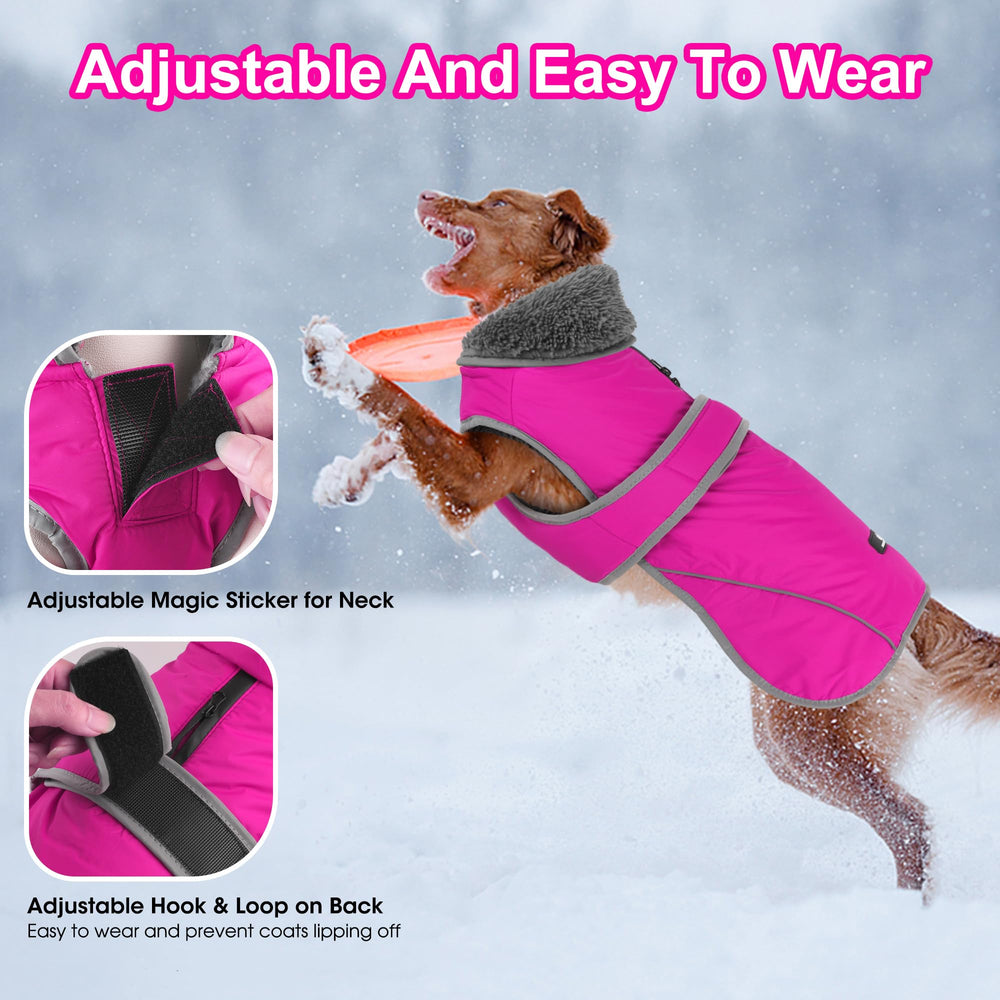 Dogcheer furry collar warm pink coat protects neck in winter winds