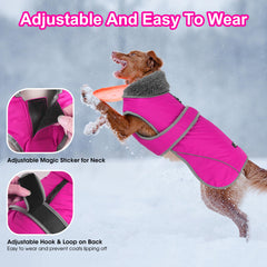 Dogcheer furry collar warm pink coat protects neck in winter winds