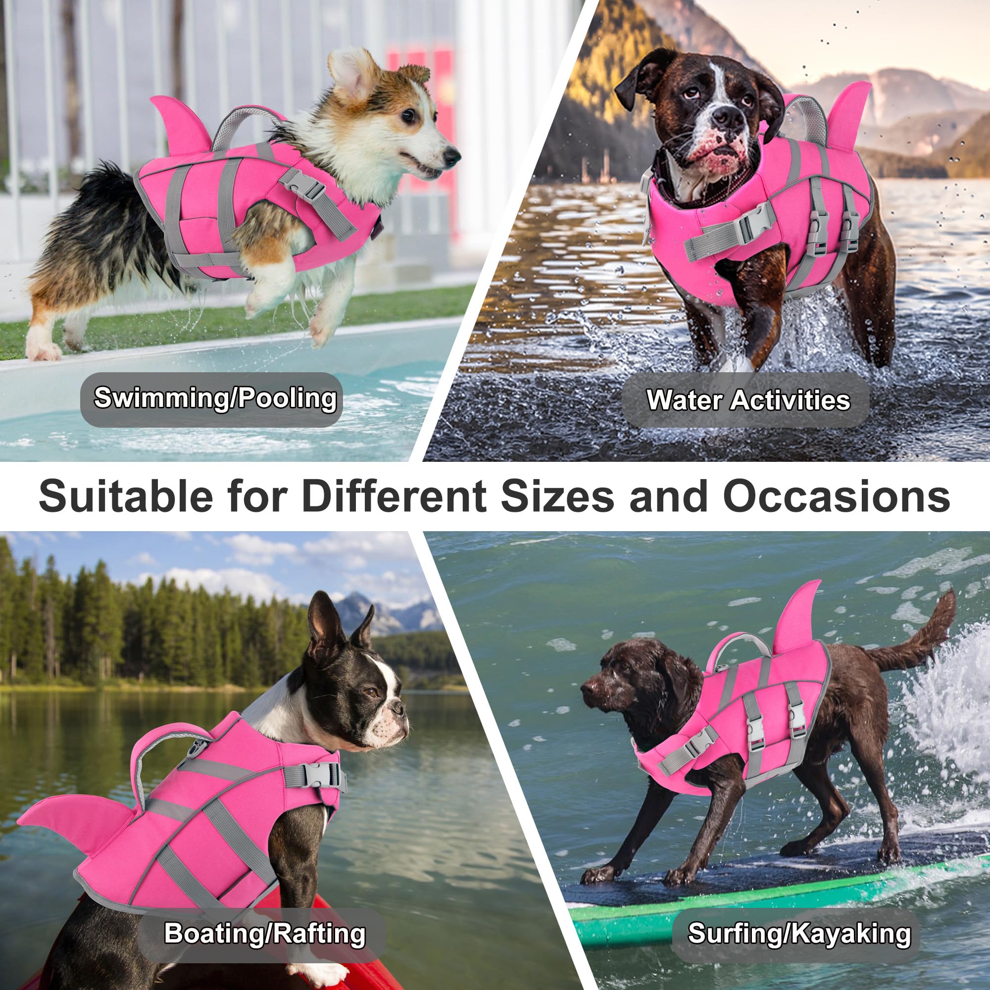 Dogcheer pink life jacket makes outdoor water adventures safer and more enjoyable.