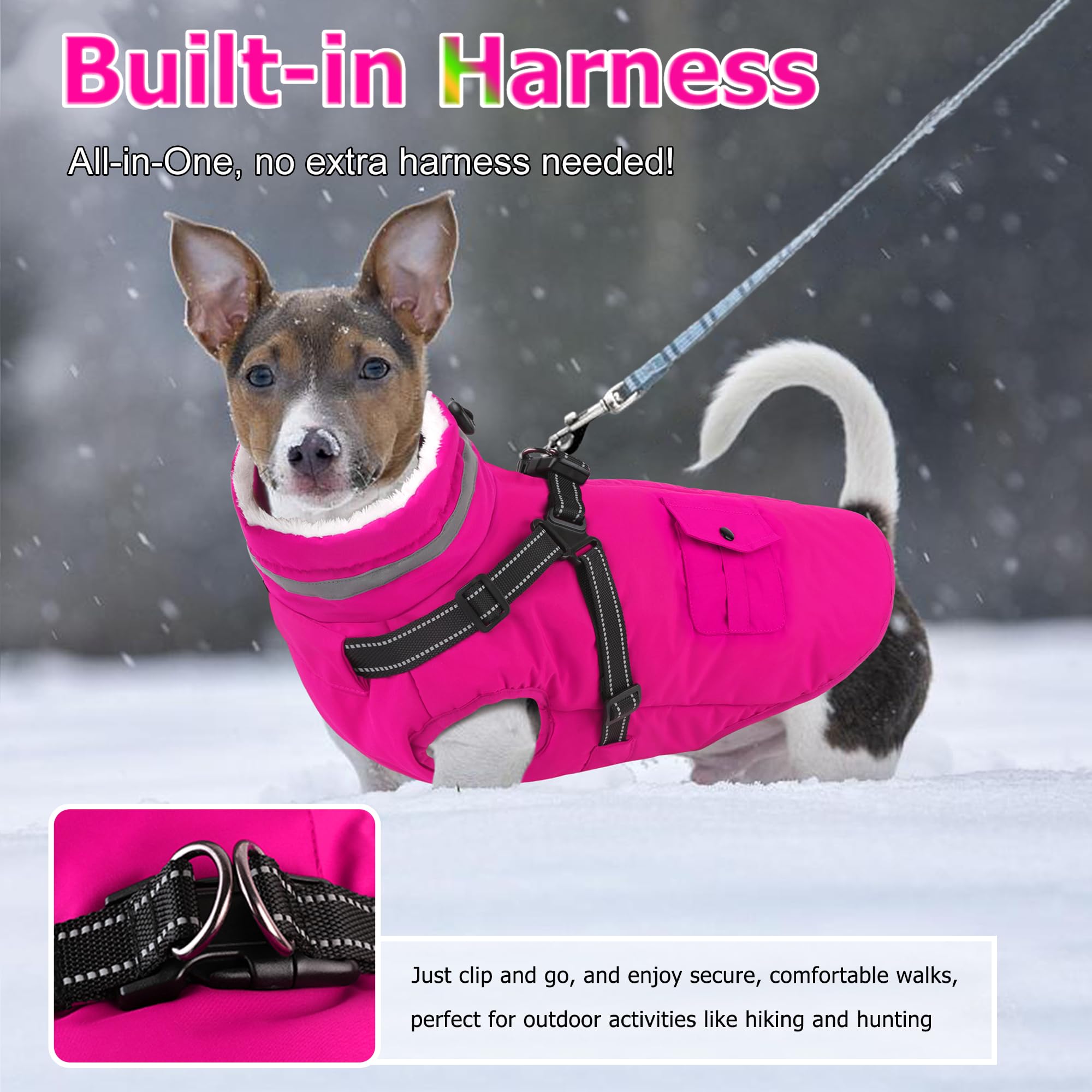 Dogcheer turtleneck collar close-up highlights cozy insulation for cold days.