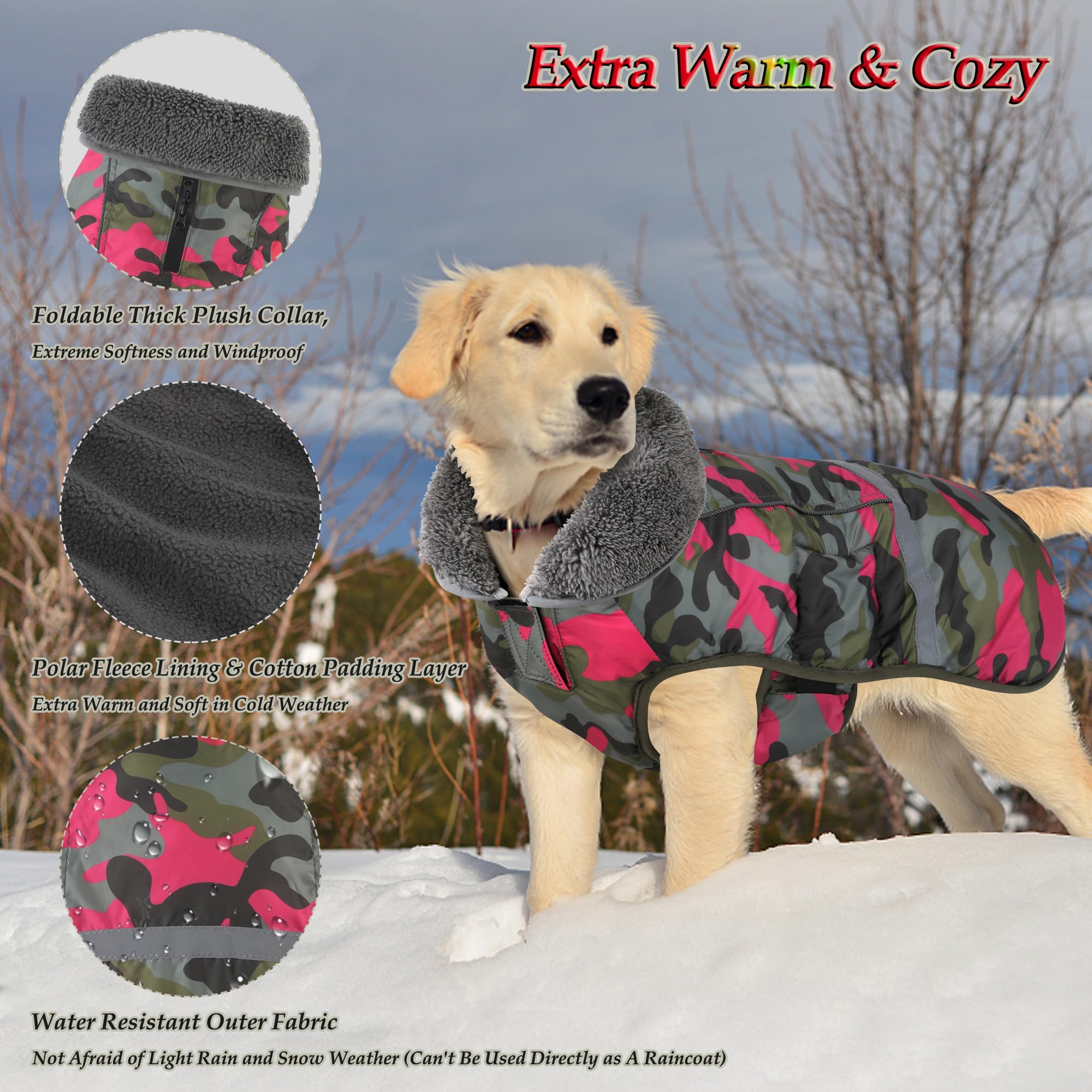 Dogcheer Warm Dog Coat fleece lining close-up highlights cozy warmth