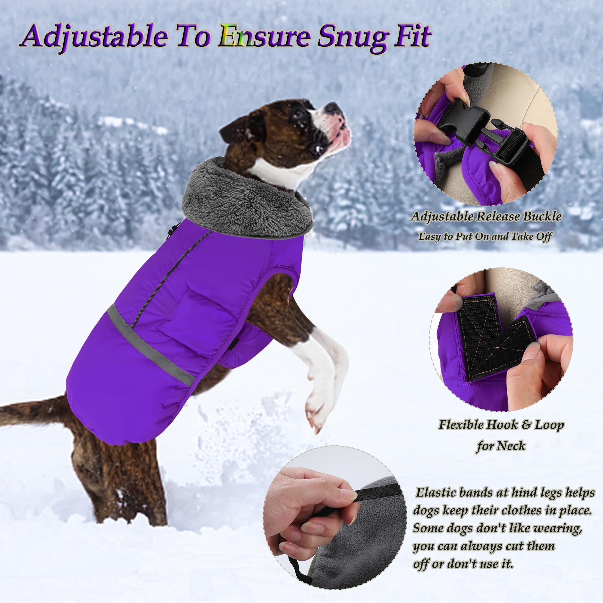 Dogcheer Warm Dog Coat leash zipper back design for harness-friendly use.