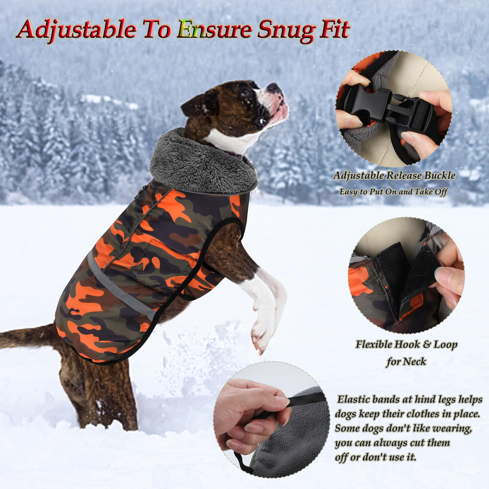 Dogcheer warm dog coat side profile shows adjustable strap for snug fit.