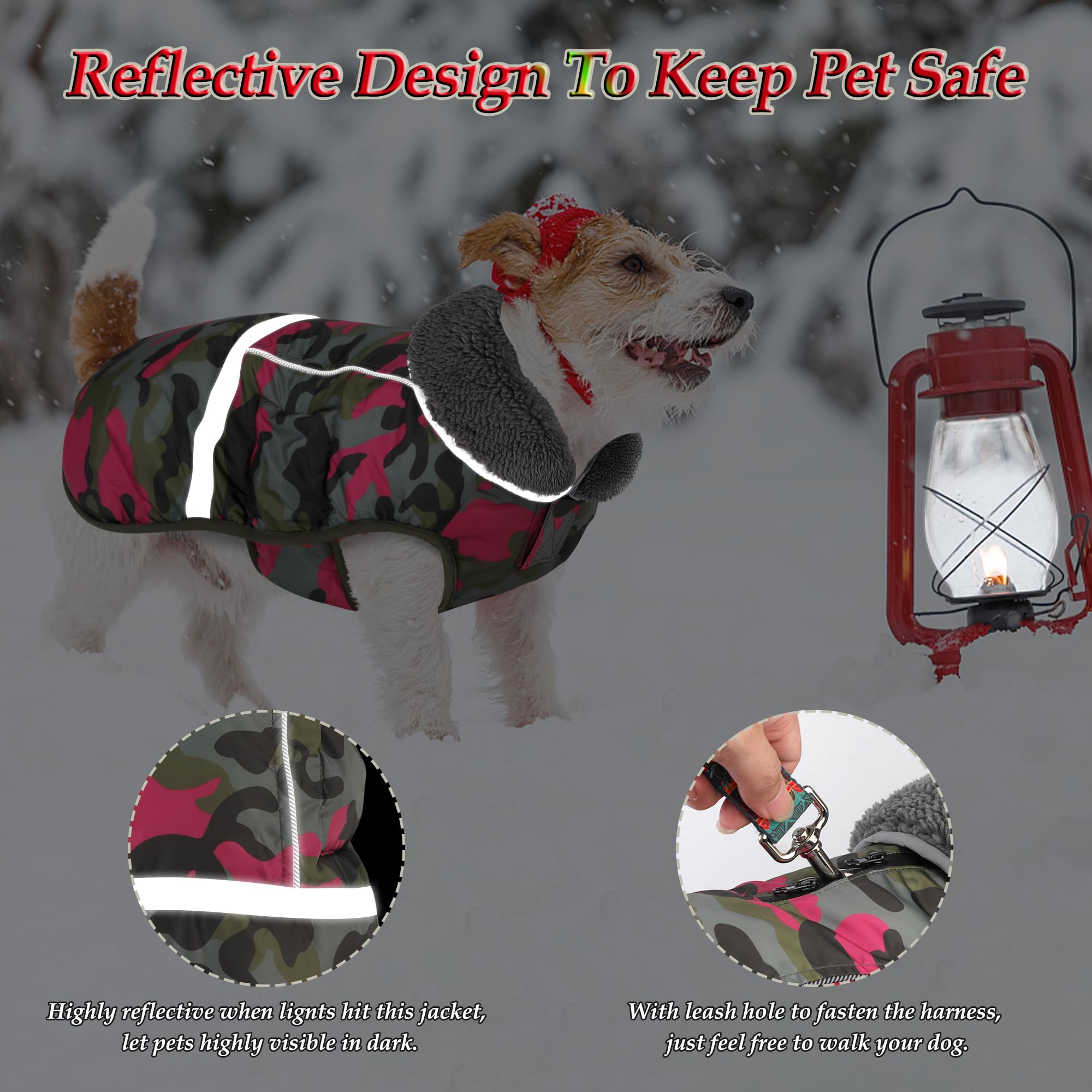 Dogcheer warm dog coat turtleneck closeup emphasizes cozy fleece lining.