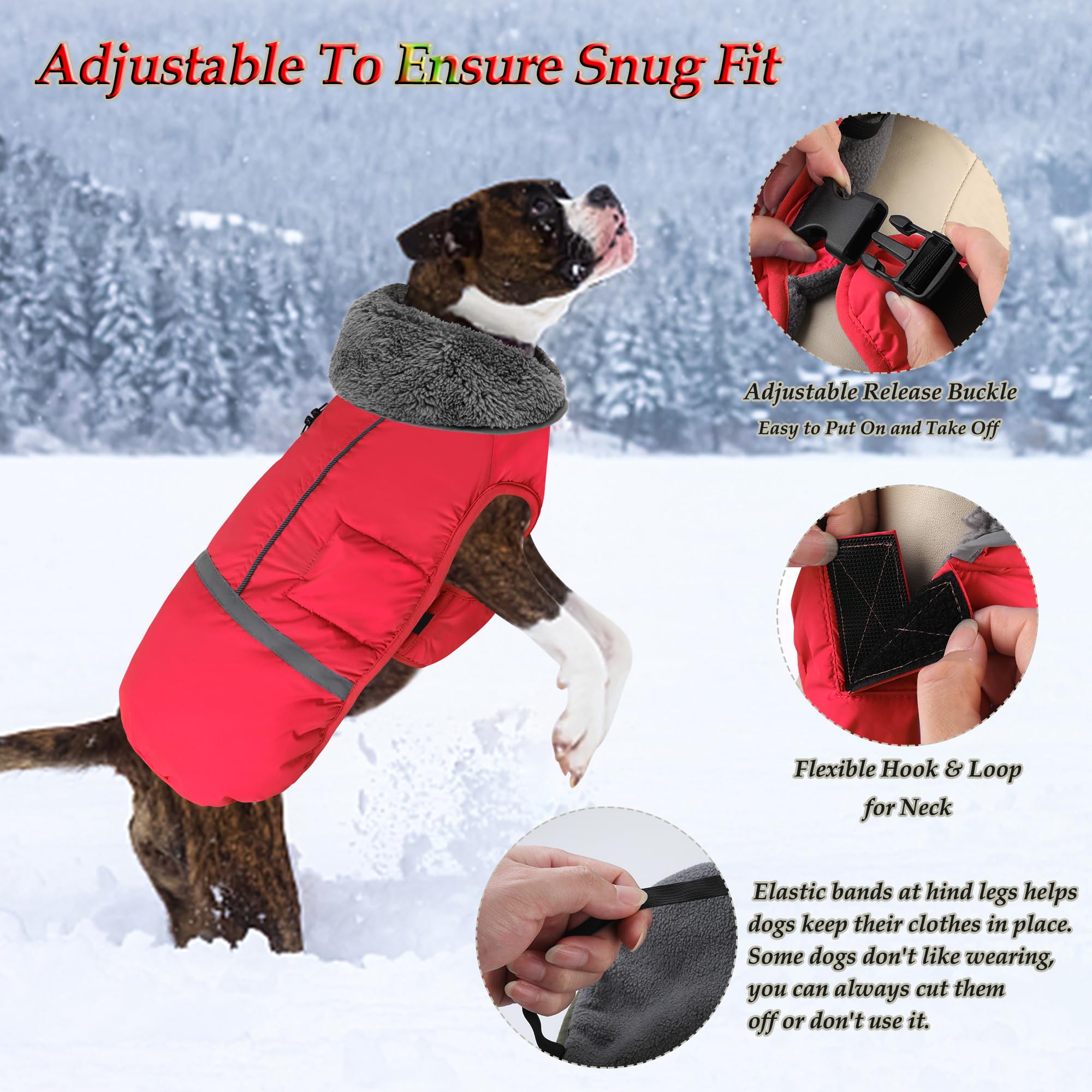 Dogcheer warm dog coat turtleneck detail extends warmth to ears and head