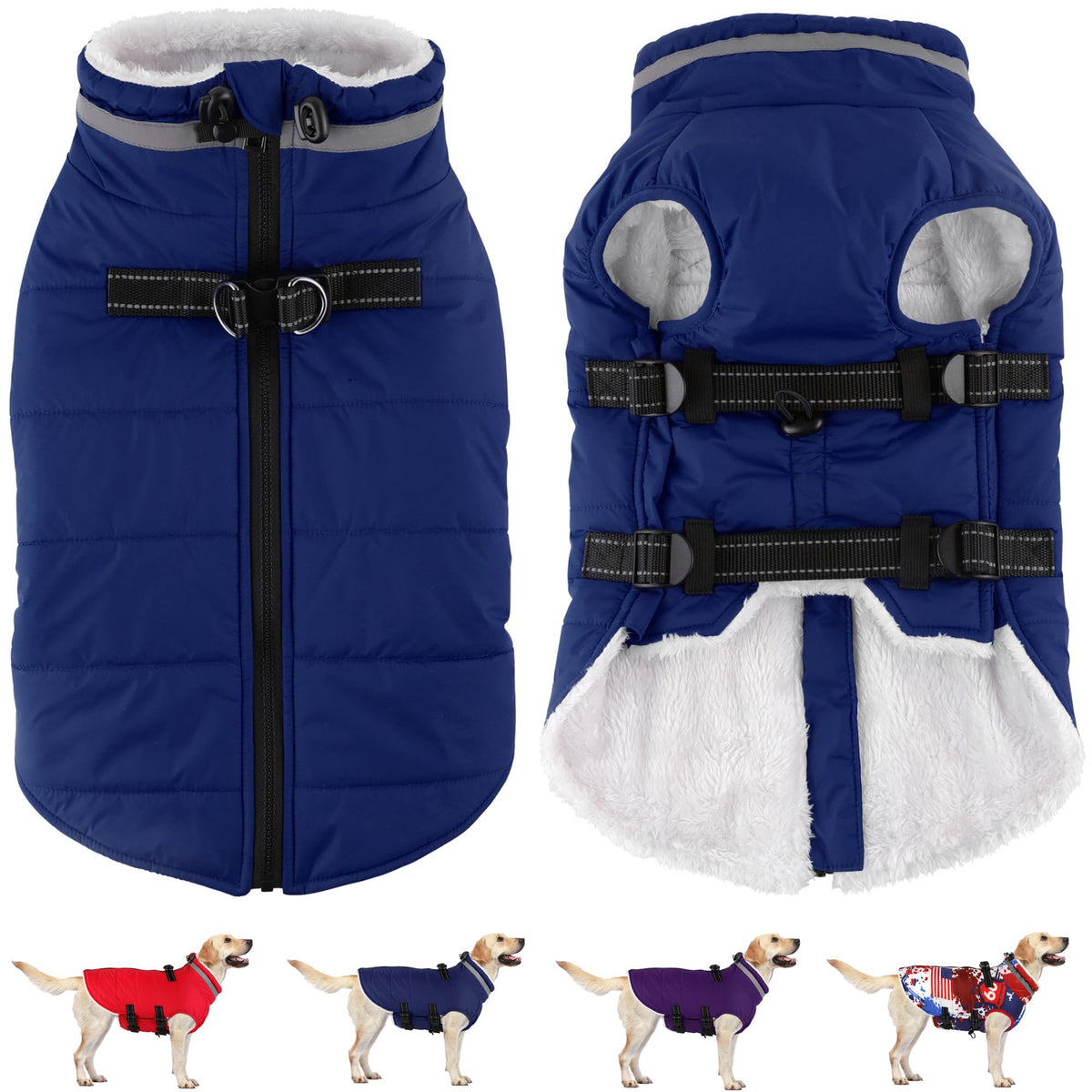 Dogcheer waterproof dog jacket with harness visible from the back for easy wear
