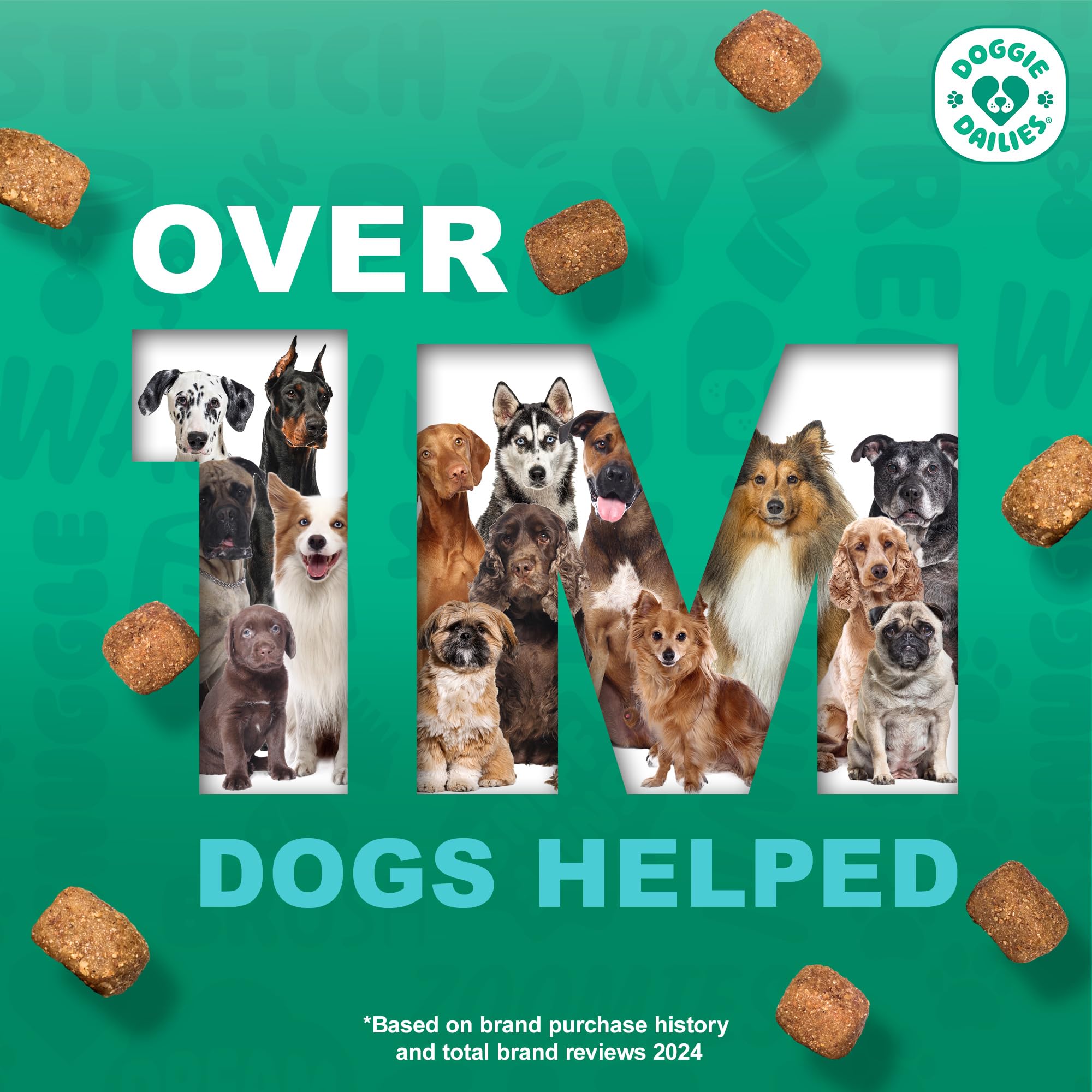 Doggie Dailies Calming Chews label notes GMP and SQF certifications.
