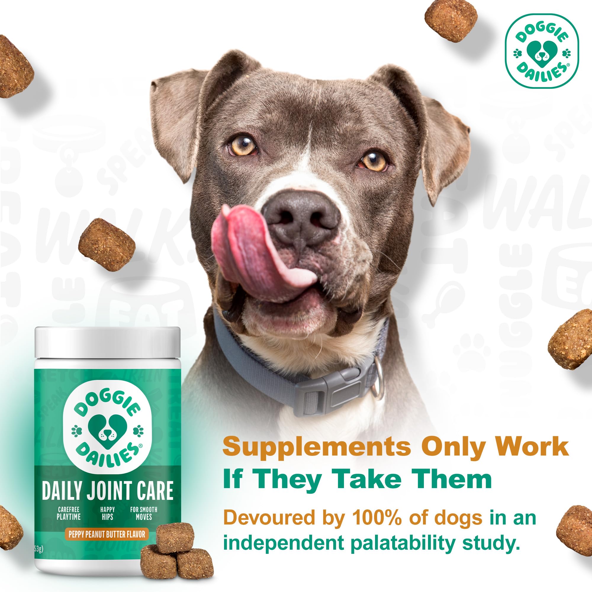 Doggie Dailies peanut butter chews closeup palatability for picky dogs