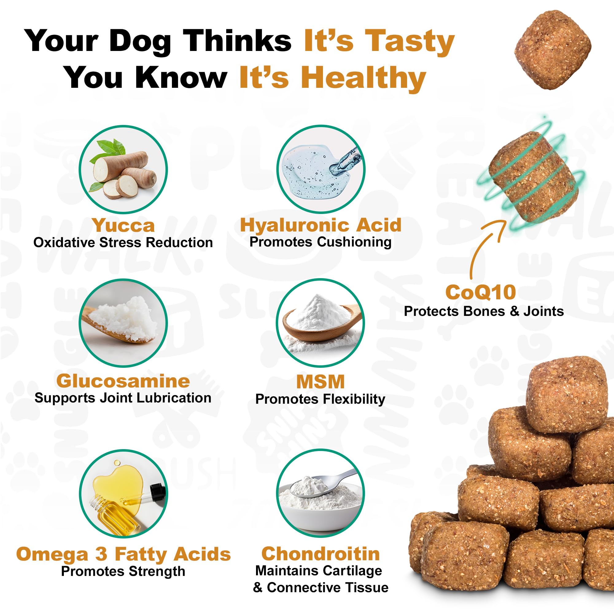 Doggie Dailies dosing chart shows 15 lb increments for easy sizing