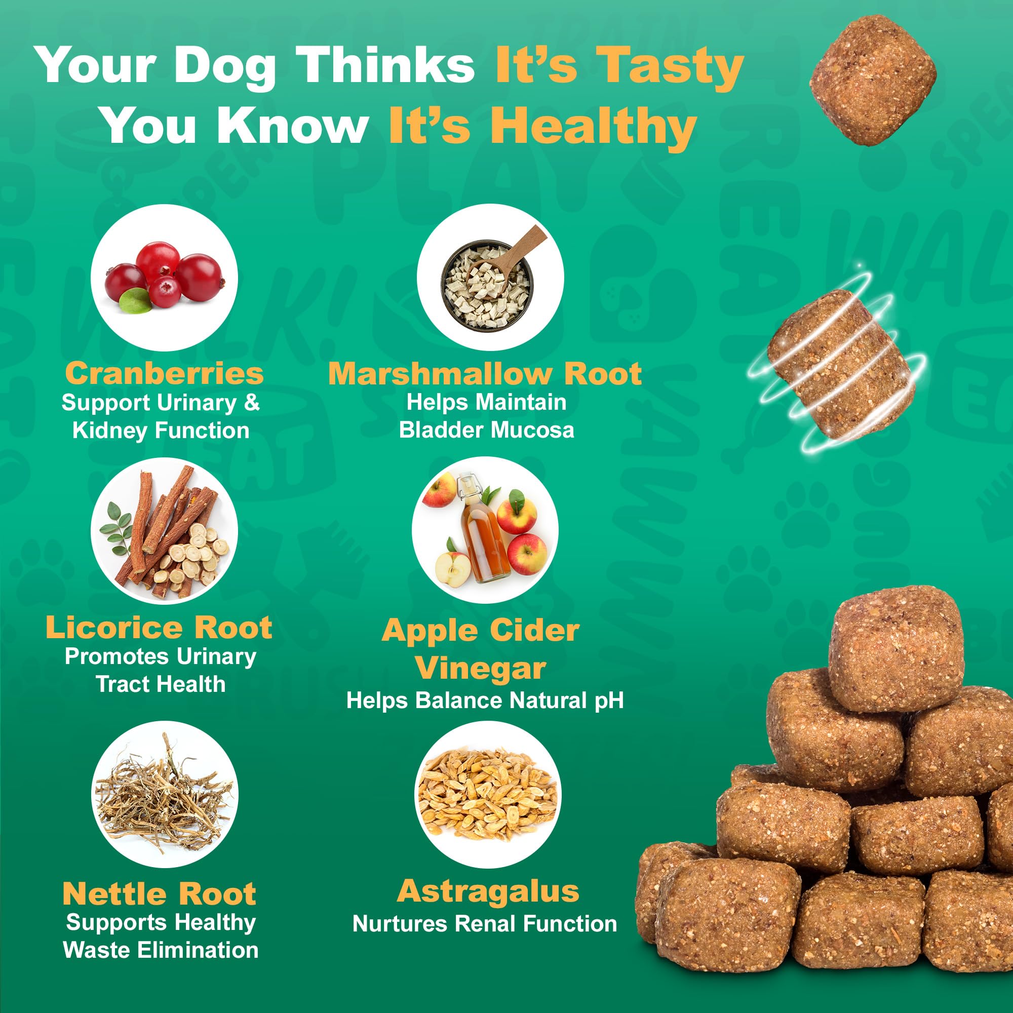 Doggie Dailies ingredient list cranberry marshmallow near-close emphasizes bladder support.