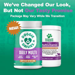 Doggie Dailies peanut butter soft chews close-up shows tasty texture for daily vitamins.