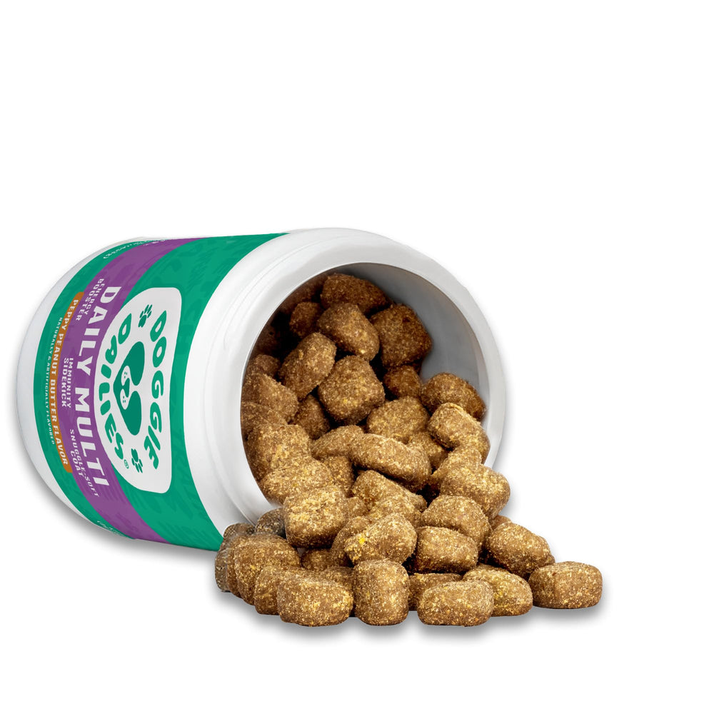 Doggie Dailies US facility montage on packaging.