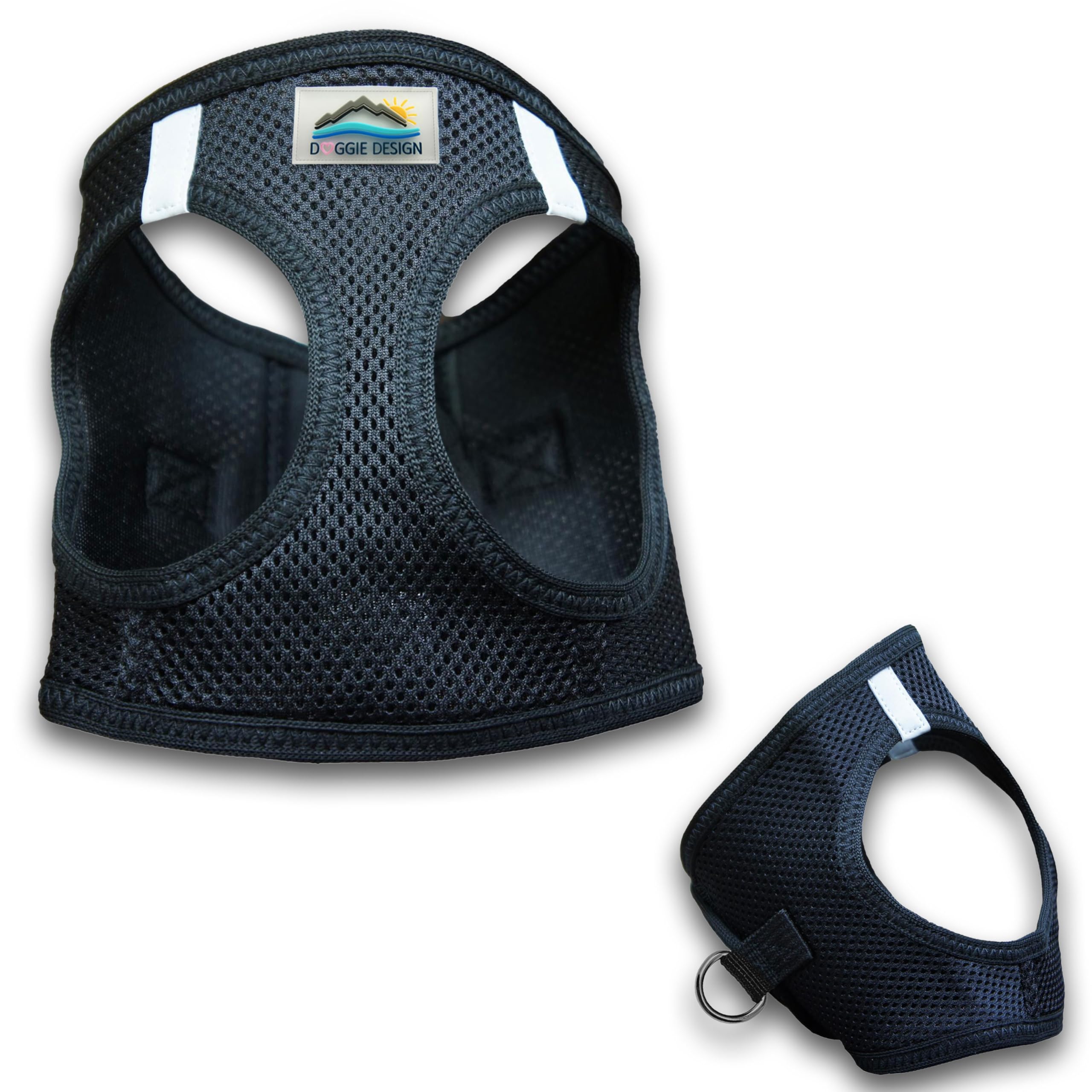 DOGGIE DESIGN choke-free chest-pull design shows safer pulling on chest area